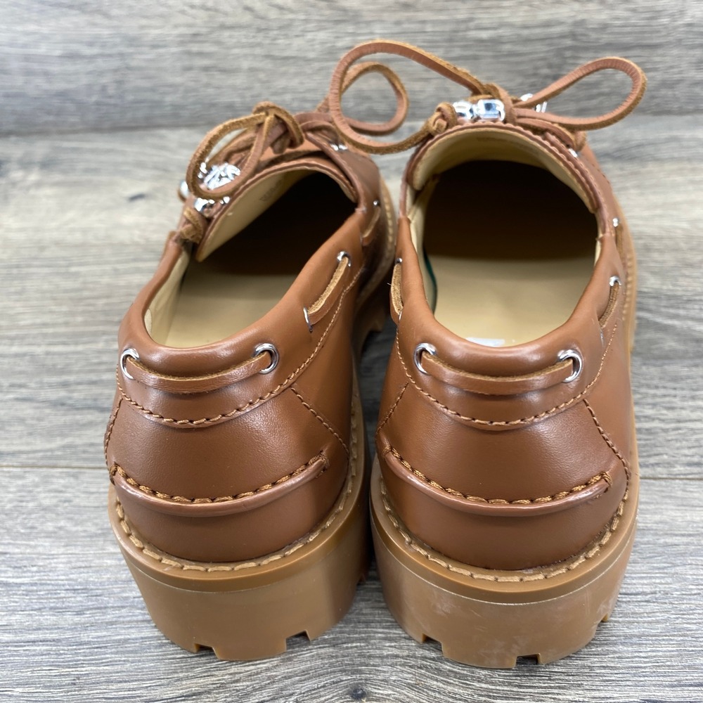 Michael Kors Boat Shoes Women 7M Tan Leather Chunky Lug Sole SG25H Loafers - Picture 5 of 9
